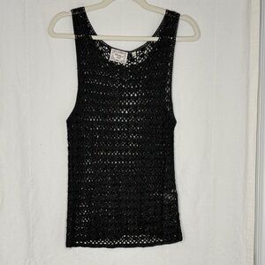 Black Crochet Knit Tank Top by Unknown Brand